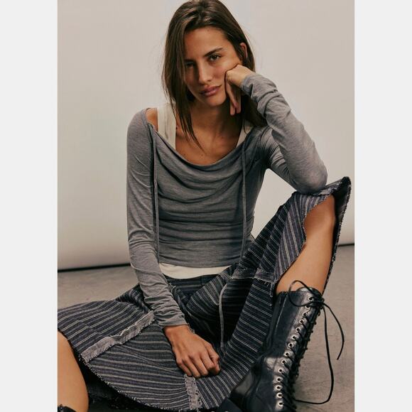 Free People Menagerie Long Sleeve Heather Gray Multiple Sizes - Picture 2 of 4